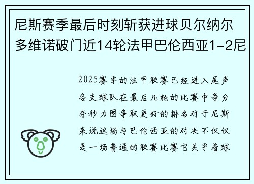 尼斯赛季最后时刻斩获进球贝尔纳尔多维诺破门近14轮法甲巴伦西亚1-2尼斯